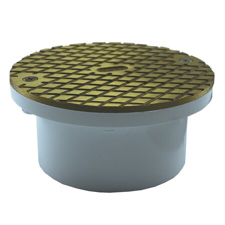 Jones Stephens 3in. x 4in. PVC General Purpose Cleanout with 5in. Polished Brass Cover with Ring C60160